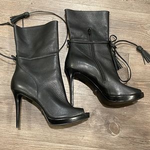 Michael kors leather high heel tie around boots